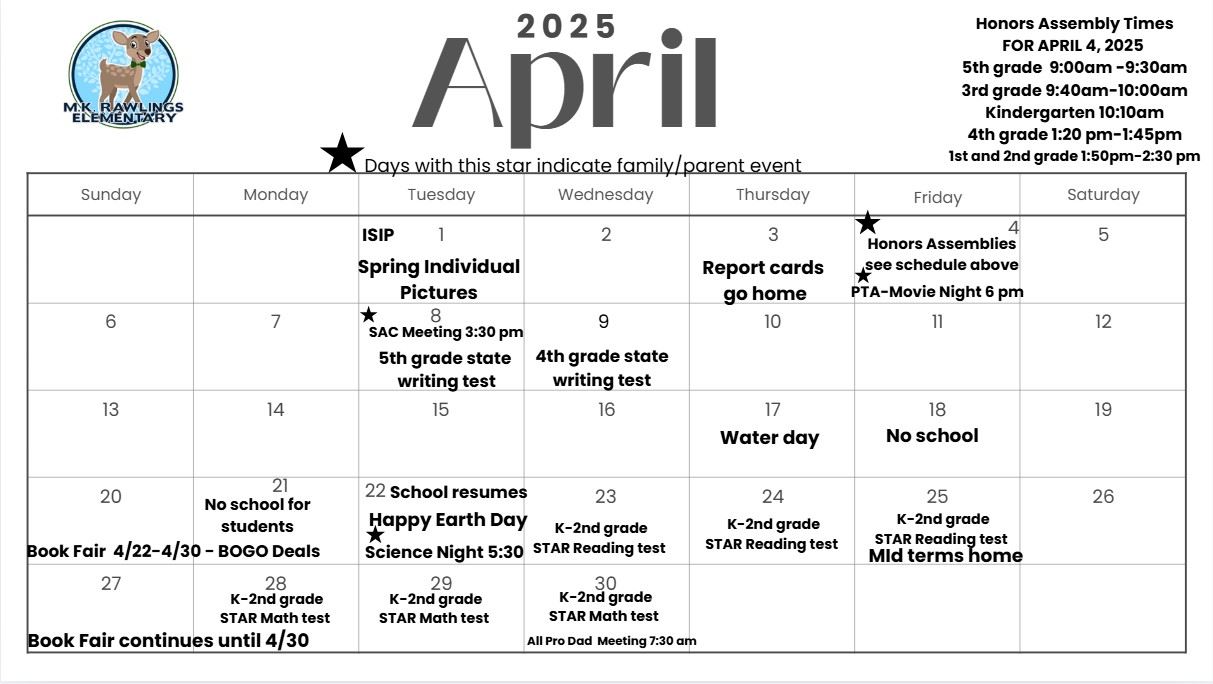  April Calendar